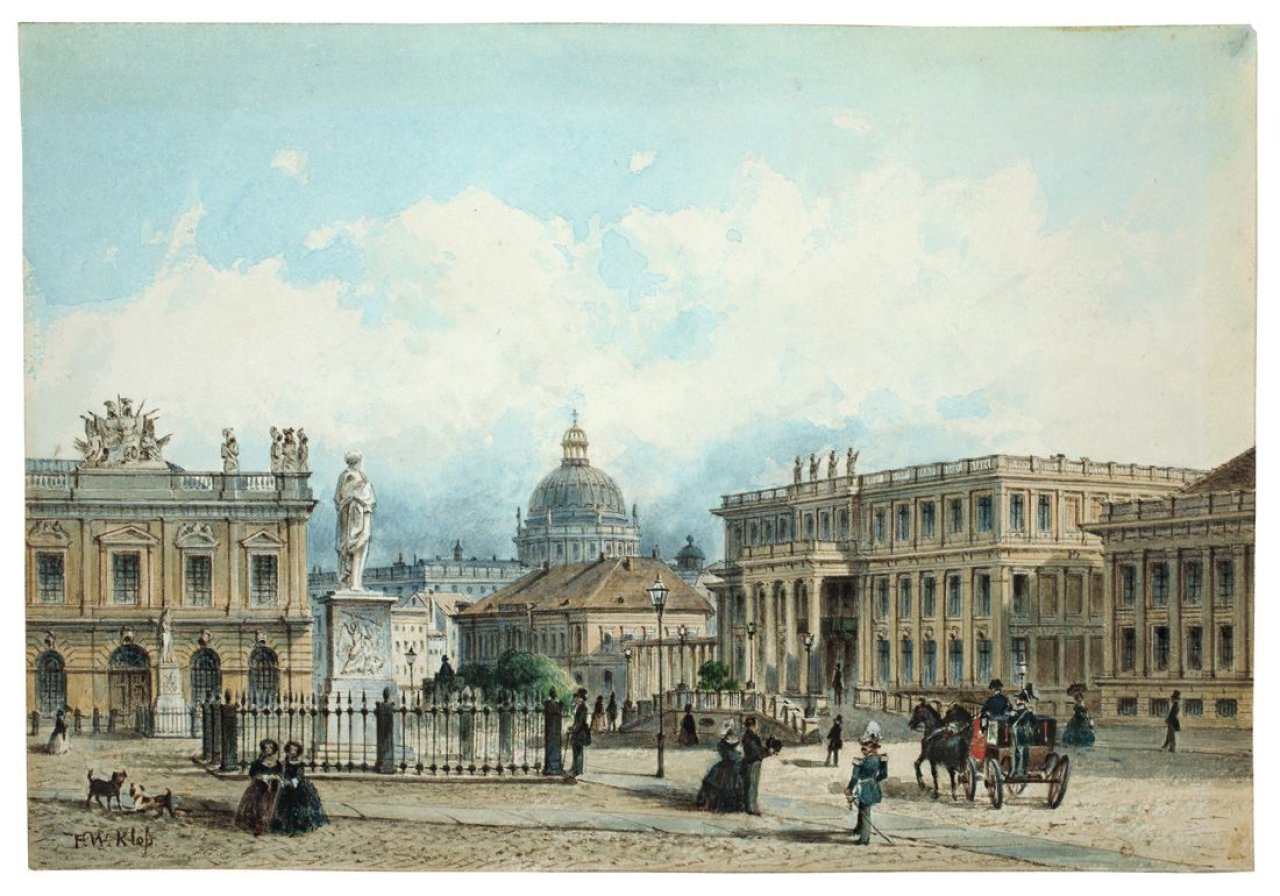Auf diesem Bild ist das folgende Kunstwerk zu sehen: Friedrich Wilhelm Klose. Unter den Linden, Berlin. Nach 1849.