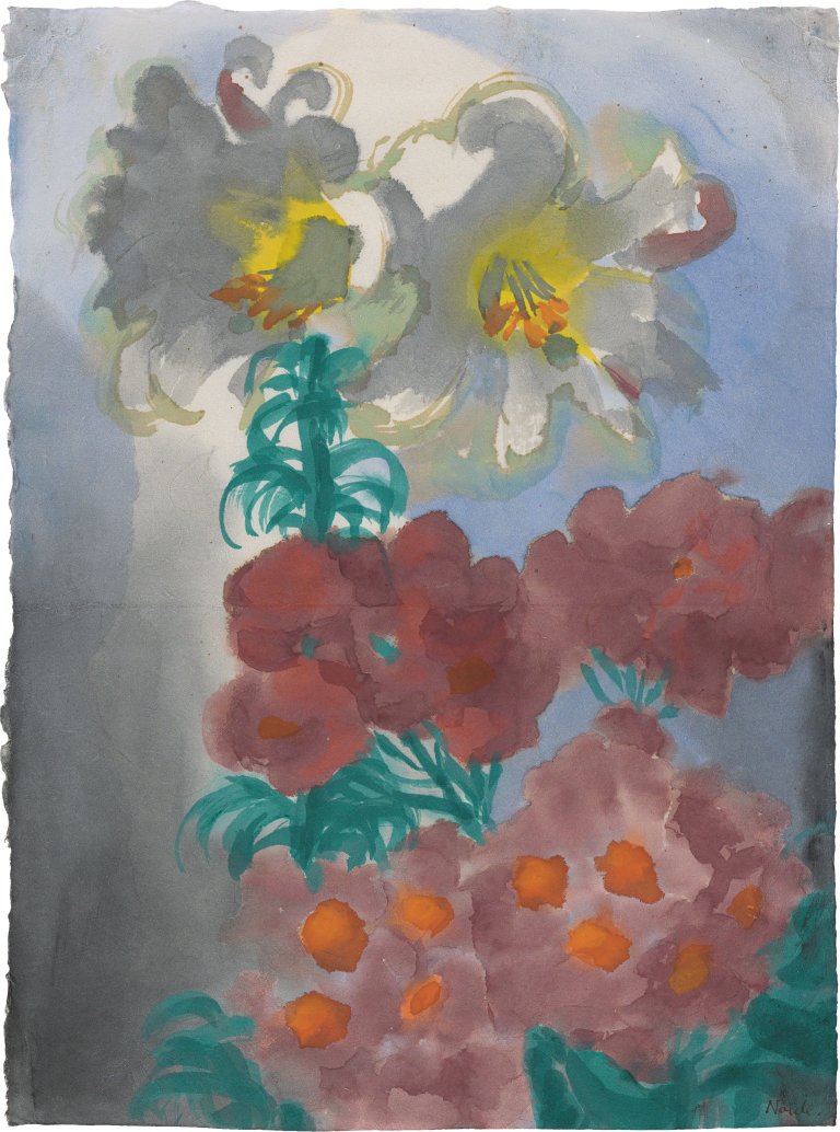 This picture shows the following artwork: Emil Nolde. Phlox and lilies.