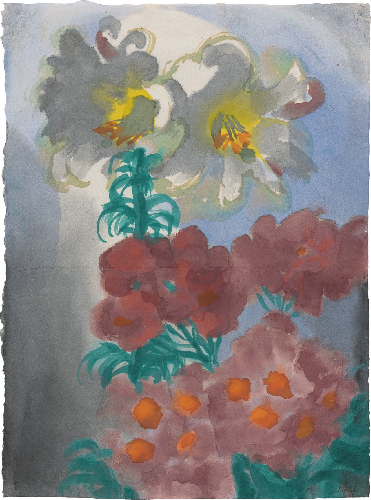 This picture shows the following artwork: Emil Nolde. Phlox and lilies.