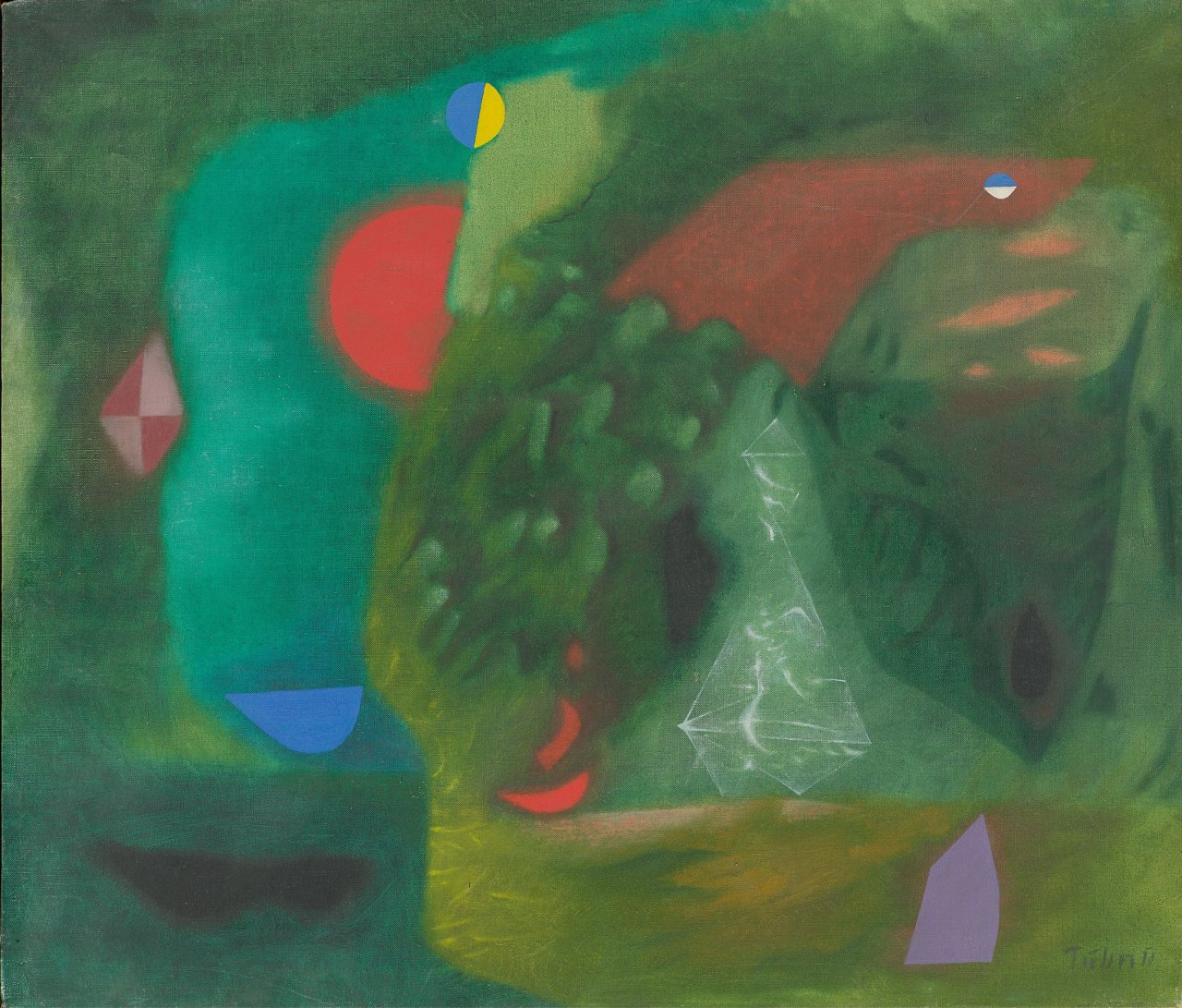 Auf diesem Bild ist das folgende Kunstwerk zu sehen: Heinz Trökes. „Der rote Mond (La lune rouge)“. 1950.
