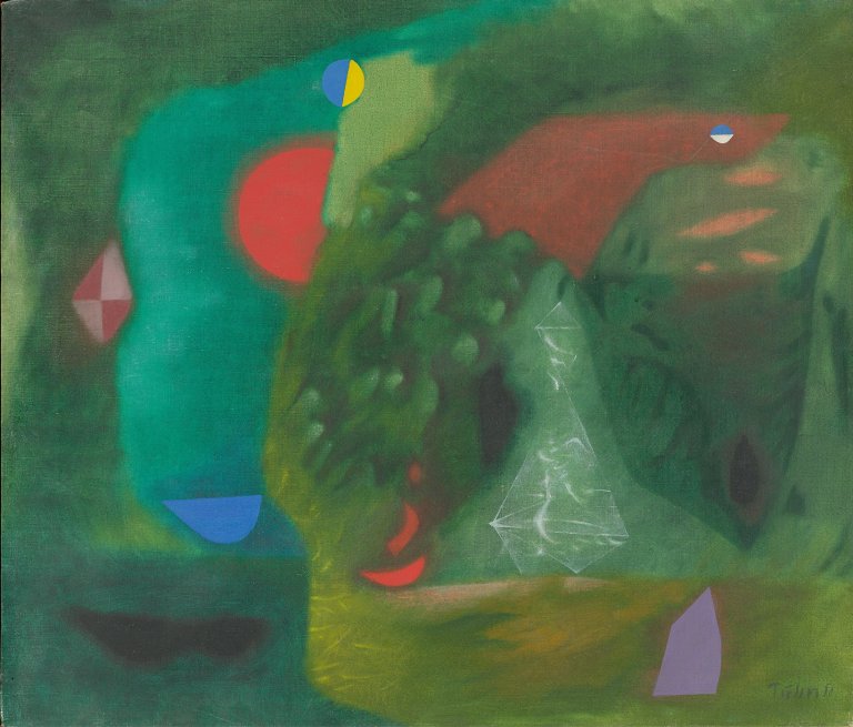 Auf diesem Bild ist das folgende Kunstwerk zu sehen: Heinz Trökes. „Der rote Mond (La lune rouge)“. 1950.