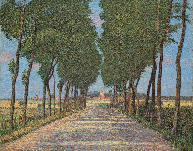 Auf diesem Bild ist das folgende Kunstwerk zu sehen: Paul Baum. „Allee mit Blick auf St. Anna Termoiden in der Ferne“. 1905.