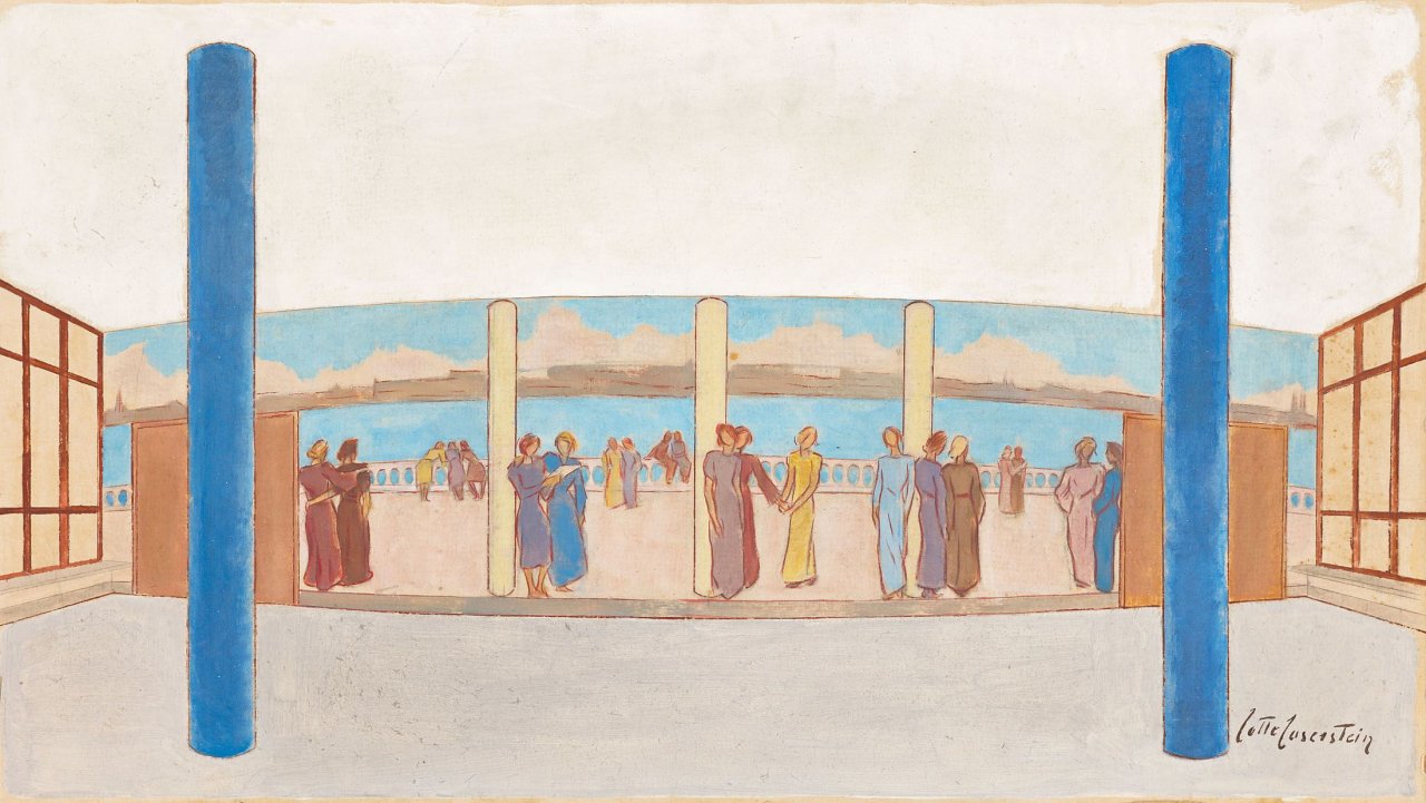 Auf diesem Bild ist das folgende Kunstwerk zu sehen: Lotte Laserstein. Entwurf für ein Wandgemälde in einer Stockholmer Mädchenschule. 1939.