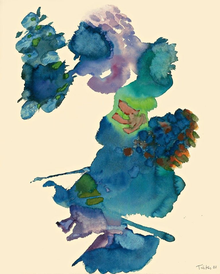 Auf diesem Bild ist das folgende Kunstwerk zu sehen: Heinz Trökes. „Mitte April“. 1988.
