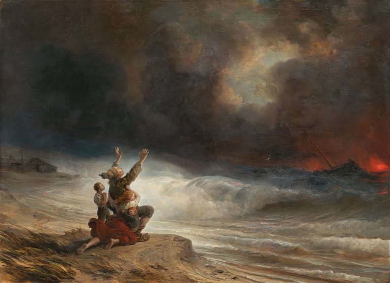 Auf diesem Bild ist das folgende Kunstwerk zu sehen: Théodore Gudin. Der Sturm. Um 1840.