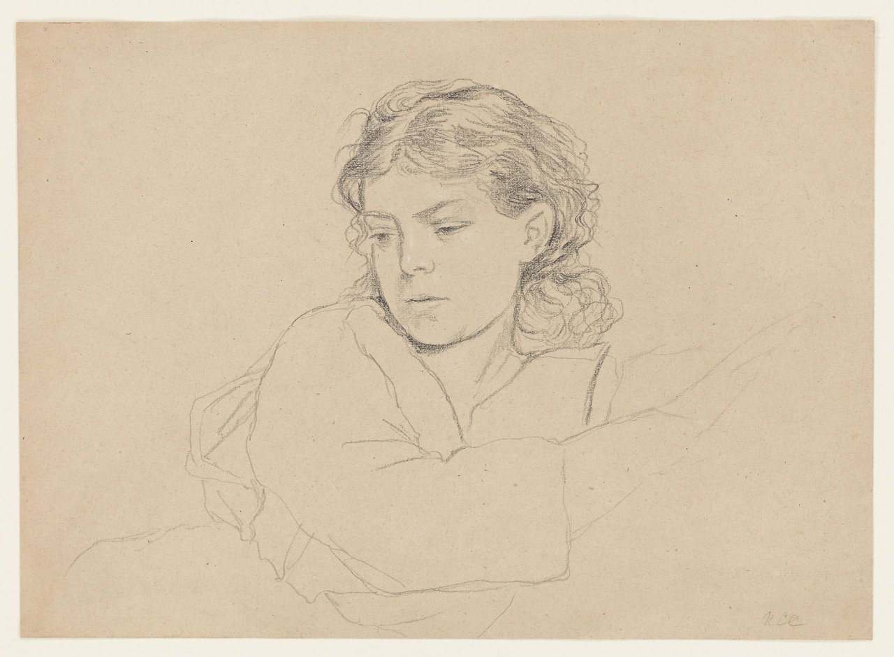 Auf diesem Bild ist das folgende Kunstwerk zu sehen: Hans Thoma. Cella Thoma, die Frau des Künstlers. Um 1875.