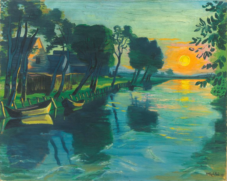 This picture shows the following artwork: Max Pechstein. ”Die ersten Sonnenstrahlen am Mühlengraben”. Circa 1934.