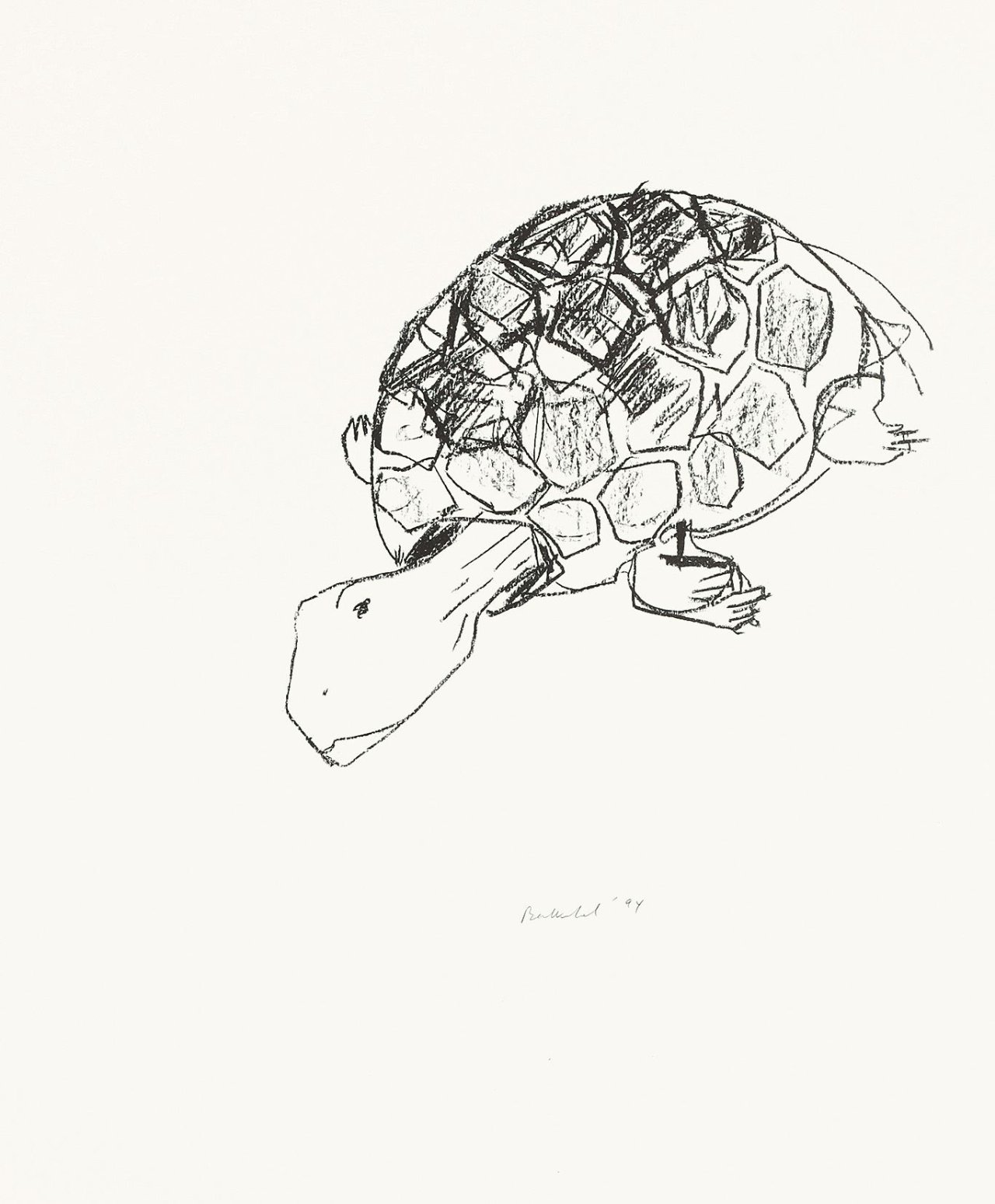 Auf diesem Bild ist das folgende Kunstwerk zu sehen: Stephan Balkenhol. „Schildkröte“/„Krokodil“. 1994.