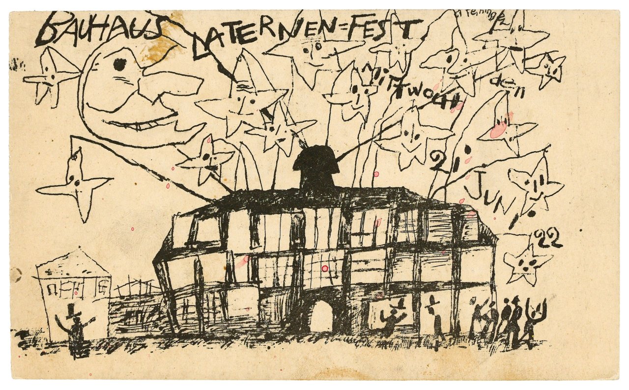 This picture shows the following artwork: Lyonel Feininger. „Bauhaus Laternen-Fest Weimar Mittwoch den 21 Juni 22“. 1922.