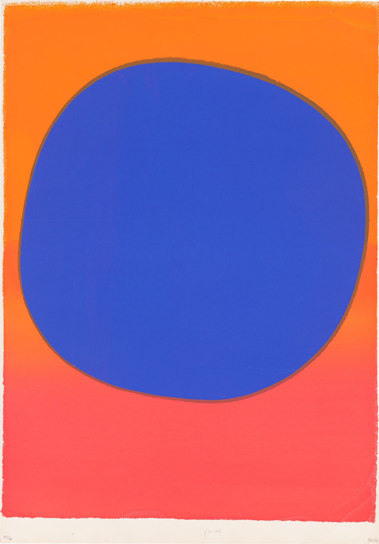 Auf diesem Bild ist das folgende Kunstwerk zu sehen: Rupprecht Geiger. „Großes blaues Rund / blau - orange“. 1964.