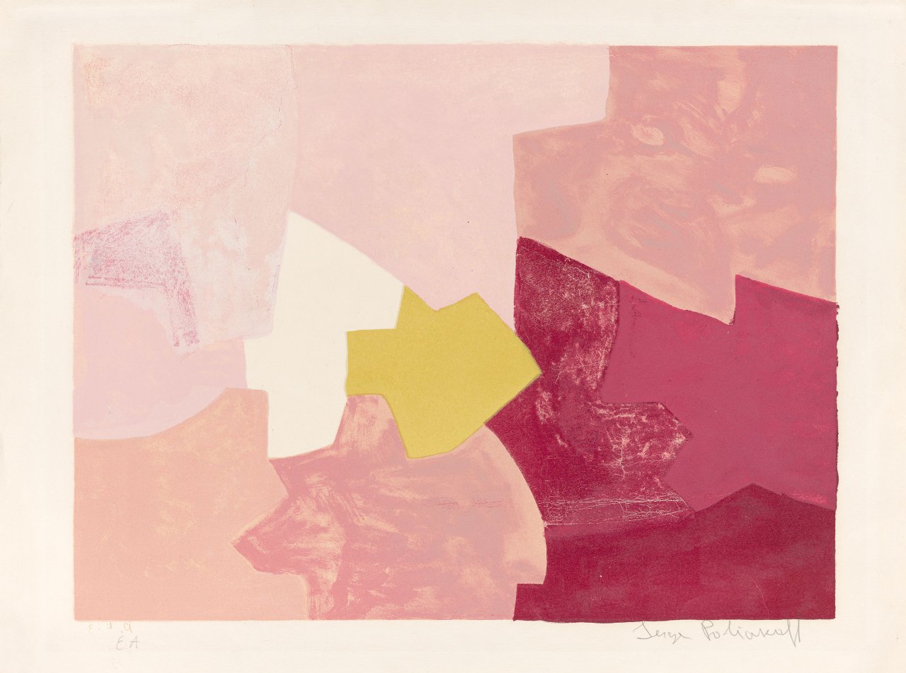 Auf diesem Bild ist das folgende Kunstwerk zu sehen: Serge Poliakoff. „Composition rose“. 1959.