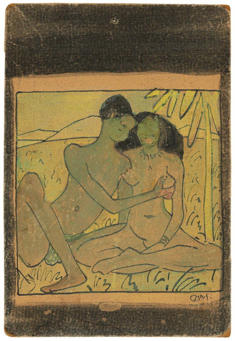 Auf diesem Bild ist das folgende Kunstwerk zu sehen: Otto Mueller. „Sitzendes Liebespaar“. Um 1912.