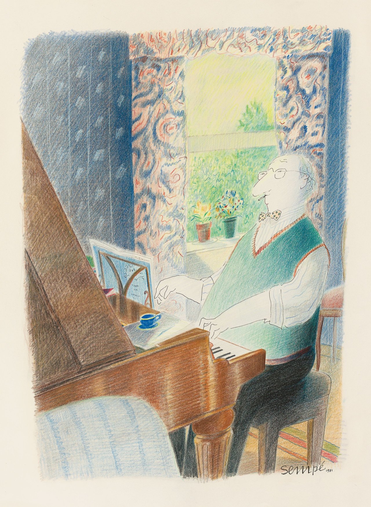 Auf diesem Bild ist das folgende Kunstwerk zu sehen: Jean-Jacques Sempé. Ohne Titel. 1981.