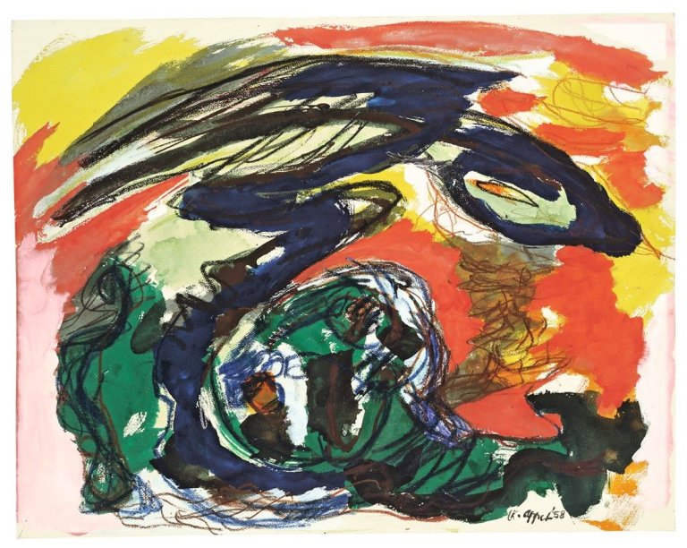 Auf diesem Bild ist das folgende Kunstwerk zu sehen: Karel Appel. Ohne Titel. 1958.
