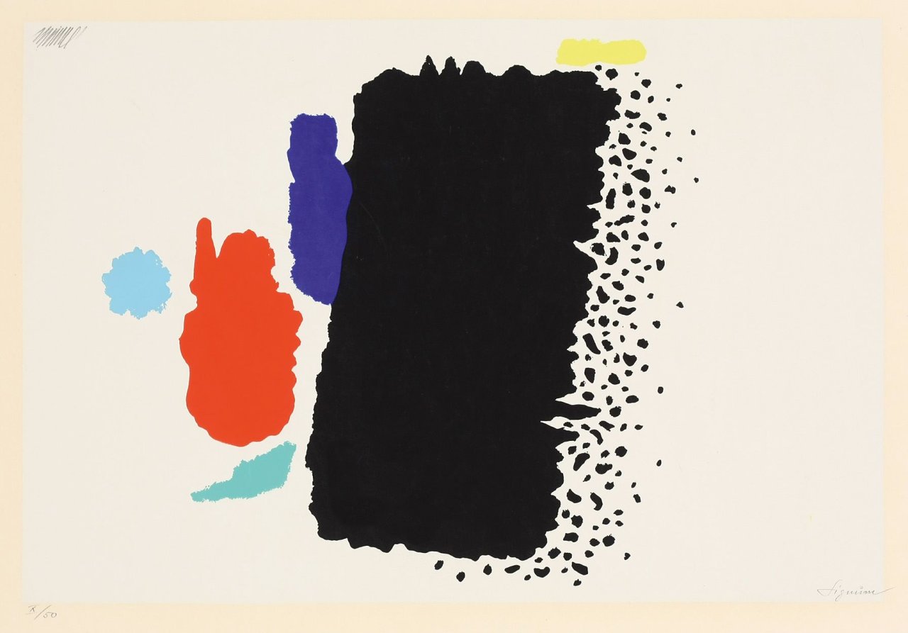 Auf diesem Bild ist das folgende Kunstwerk zu sehen: Willi Baumeister. „ARU mit Punkten“. 1955.