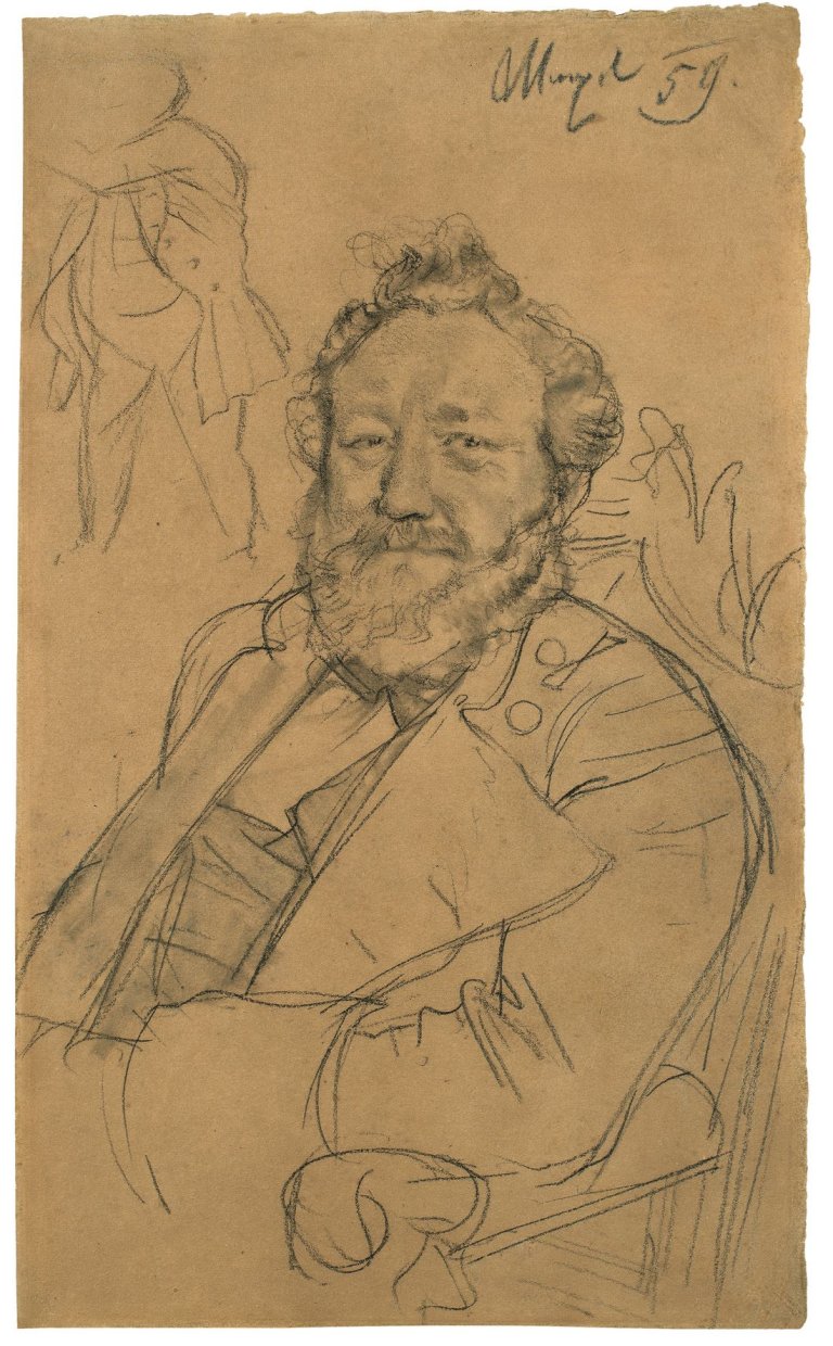 Auf diesem Bild ist das folgende Kunstwerk zu sehen: Adolph Menzel. Porträt eines Stabsarztes. 1859.