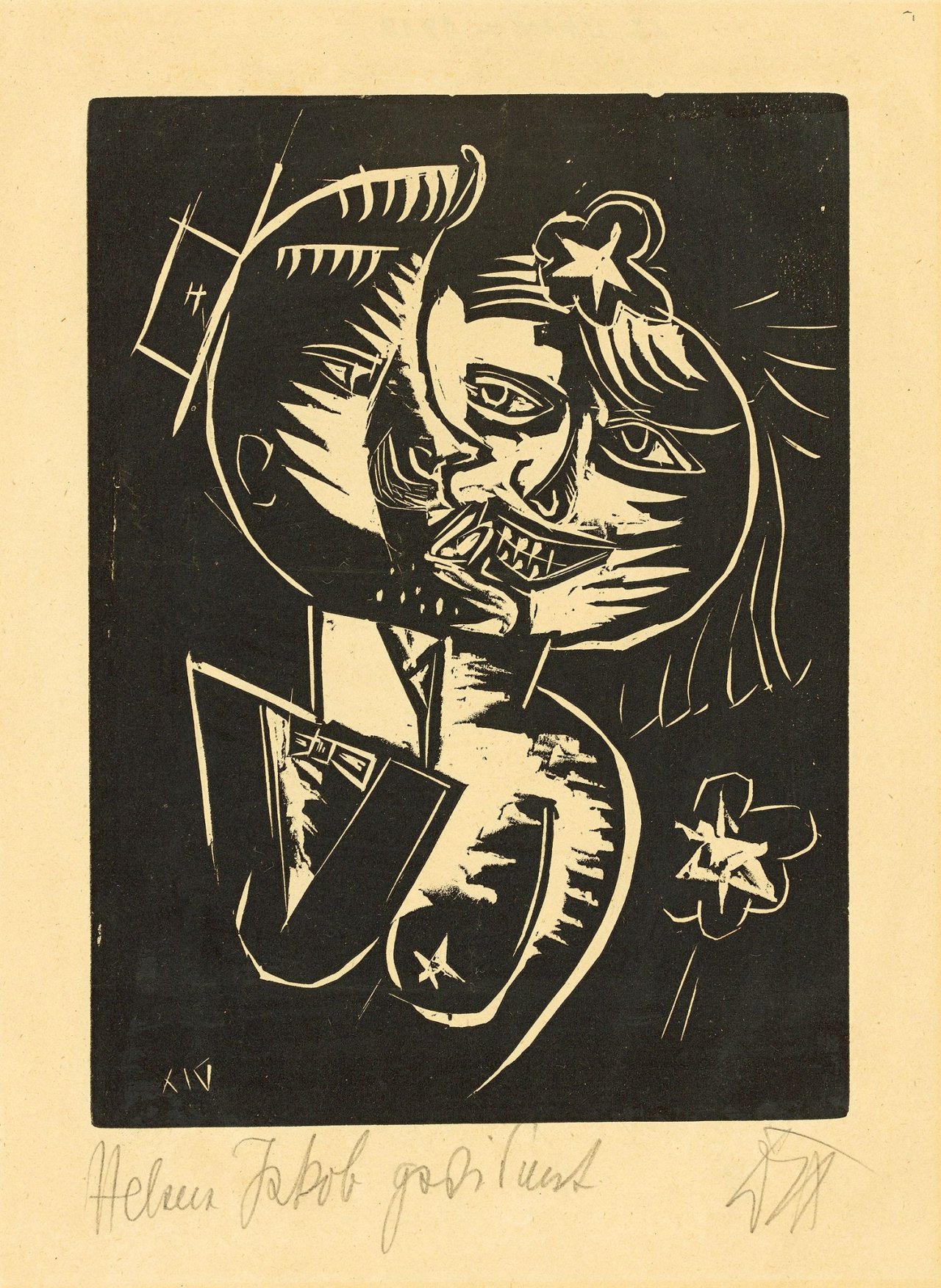 Auf diesem Bild ist das folgende Kunstwerk zu sehen: Otto Dix. „Der Kuß (Liebespaar)“. 1919.