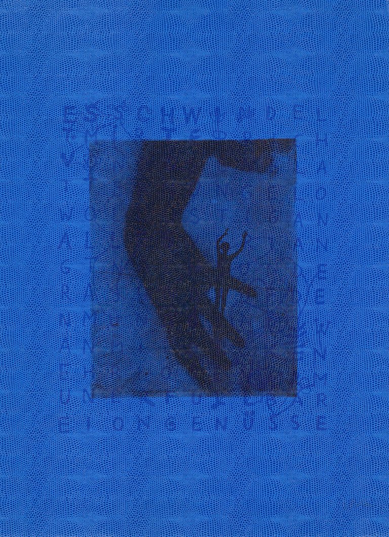Auf diesem Bild ist das folgende Kunstwerk zu sehen: Sigmar Polke. „Figur mit Hand (Es schwindet...)“. 1973.