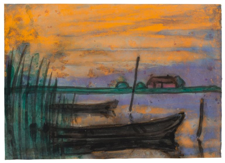 This picture shows the following artwork: Emil Nolde. Abend über der Marsch.