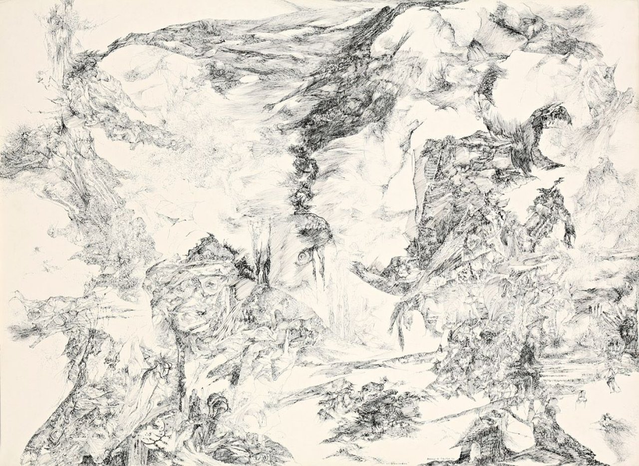 Auf diesem Bild ist das folgende Kunstwerk zu sehen: Bernard Schultze. „In Splitterwinden“. 1977.