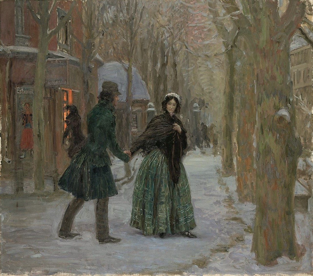This picture shows the following artwork: Franz Skarbina. Szene in einer französischen Stadt.