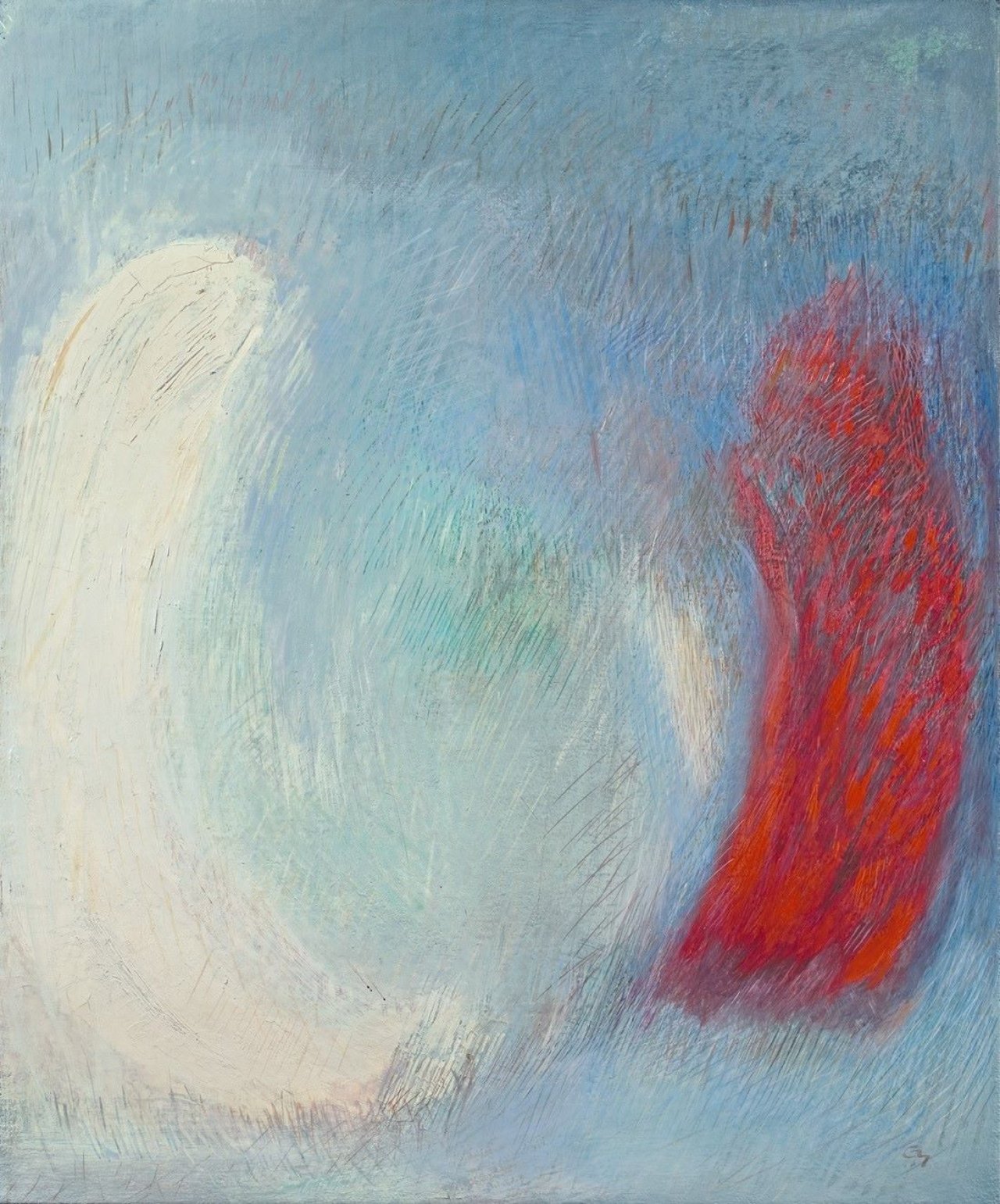 Auf diesem Bild ist das folgende Kunstwerk zu sehen: Georg Meistermann. „Brennendes Rot (Verbrennendes Rot)“. 1964-1965.