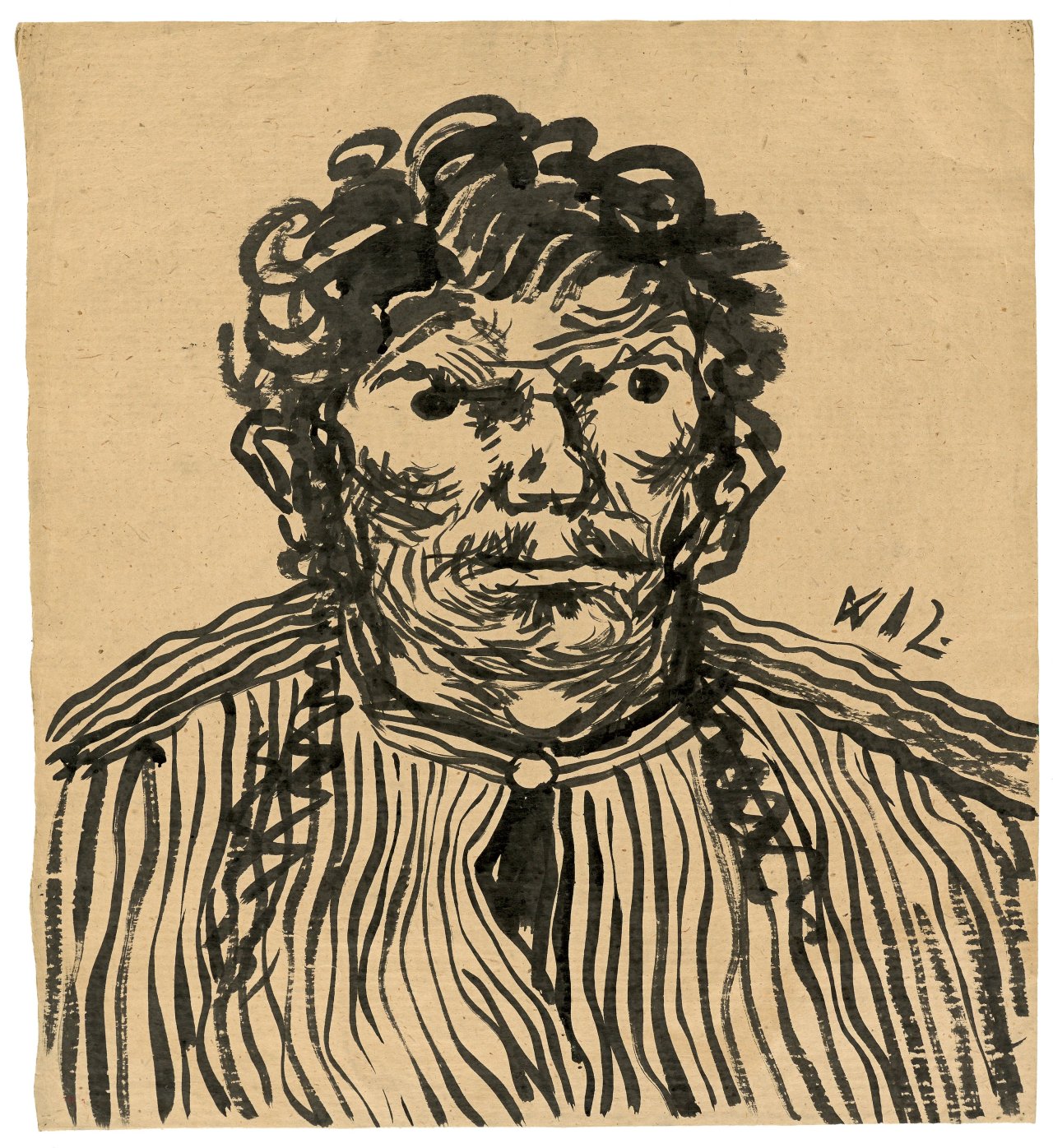 Auf diesem Bild ist das folgende Kunstwerk zu sehen: Wilhelm Morgner. Selbstporträt. 1912.