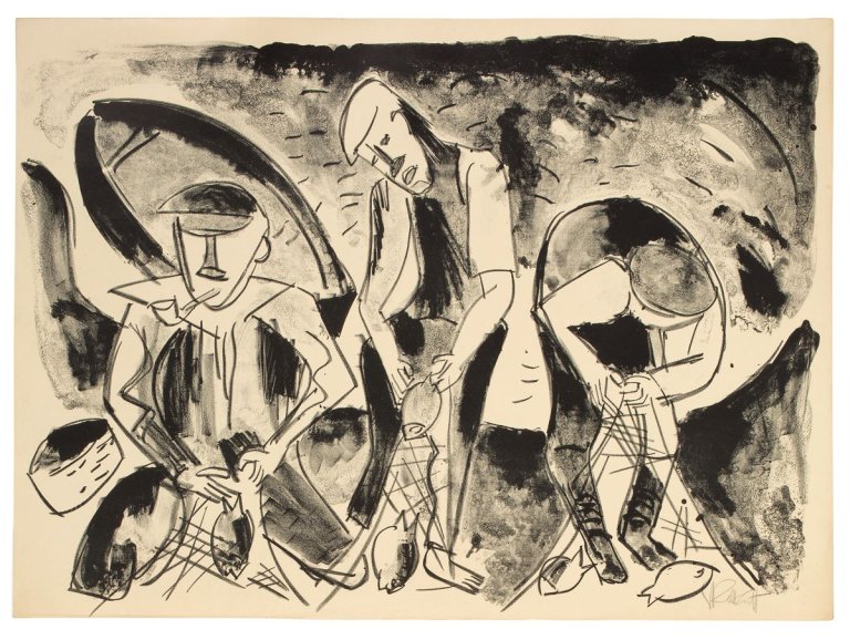 Auf diesem Bild ist das folgende Kunstwerk zu sehen: Karl Schmidt-Rottluff. „II. Kestner-Mappe. Schmidt-Rottluff: Fischer“. 1923.