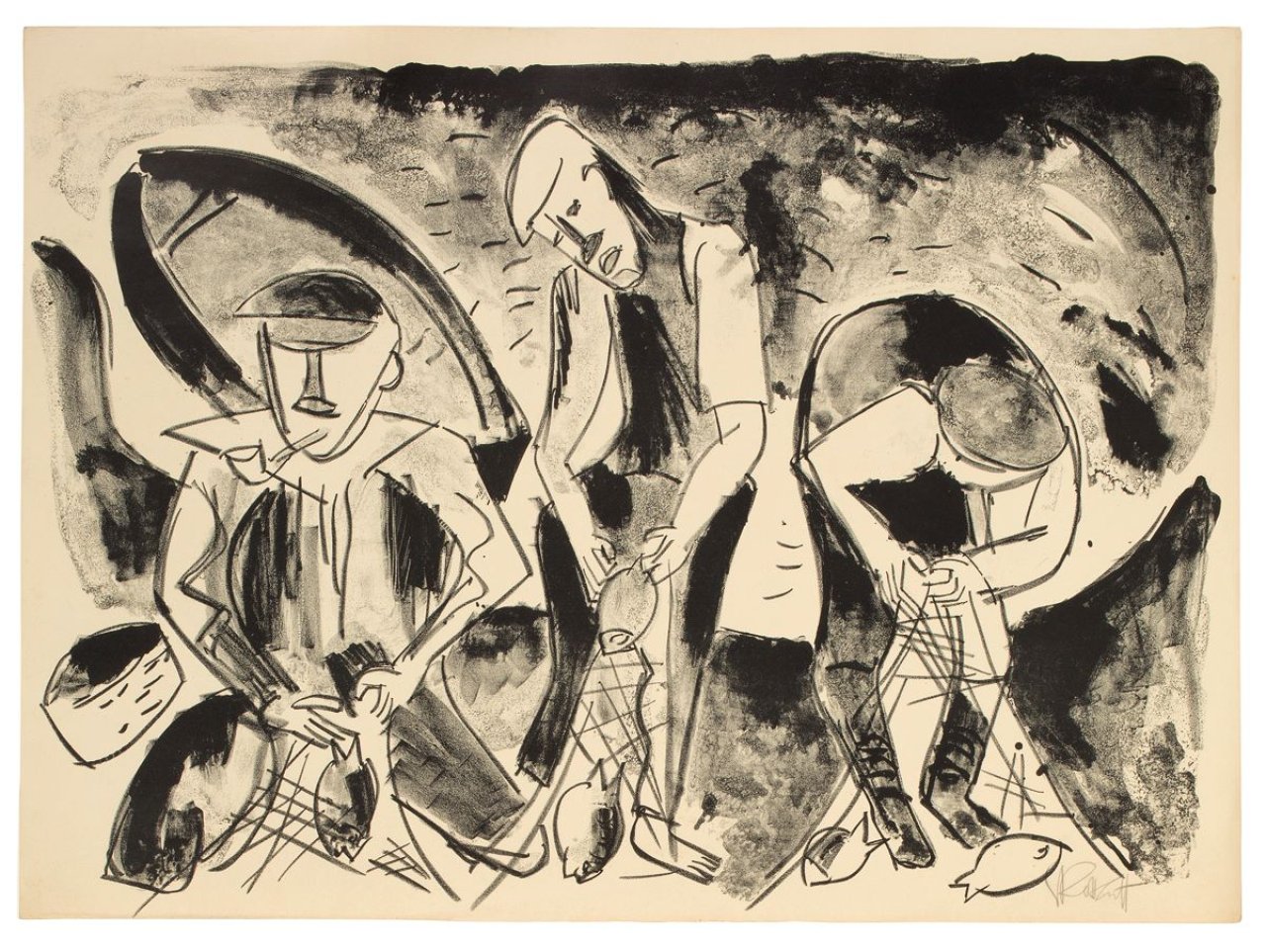 Auf diesem Bild ist das folgende Kunstwerk zu sehen: Karl Schmidt-Rottluff. „II. Kestner-Mappe. Schmidt-Rottluff: Fischer“. 1923.