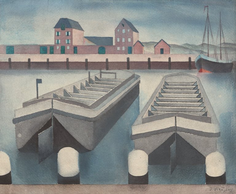 Auf diesem Bild ist das folgende Kunstwerk zu sehen: Ima Breusing. Zwei Kähne. Ende 1920er-Jahre.