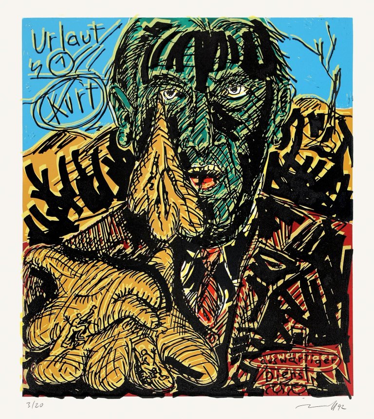Auf diesem Bild ist das folgende Kunstwerk zu sehen: Jörg Immendorff. „Auswärtiger Dienst“. 1992.