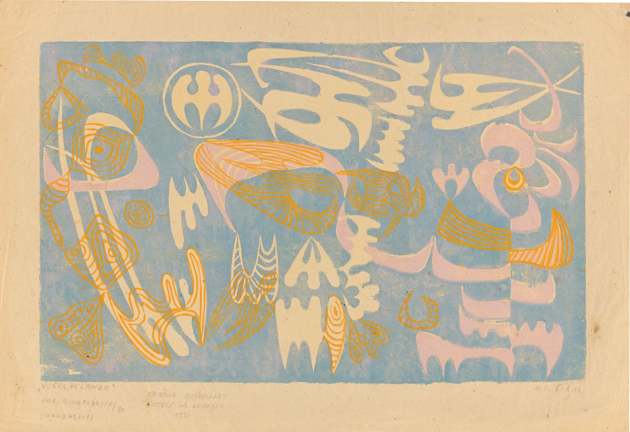 Auf diesem Bild ist das folgende Kunstwerk zu sehen: Karl Otto Götz. „VOGELPFLANZE“. 1946.