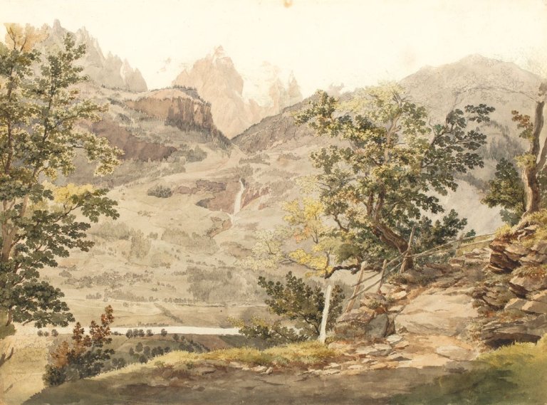 Auf diesem Bild ist das folgende Kunstwerk zu sehen: Johann Wilhelm  Schirmer. Aussicht auf den Hasliberg. 1837.