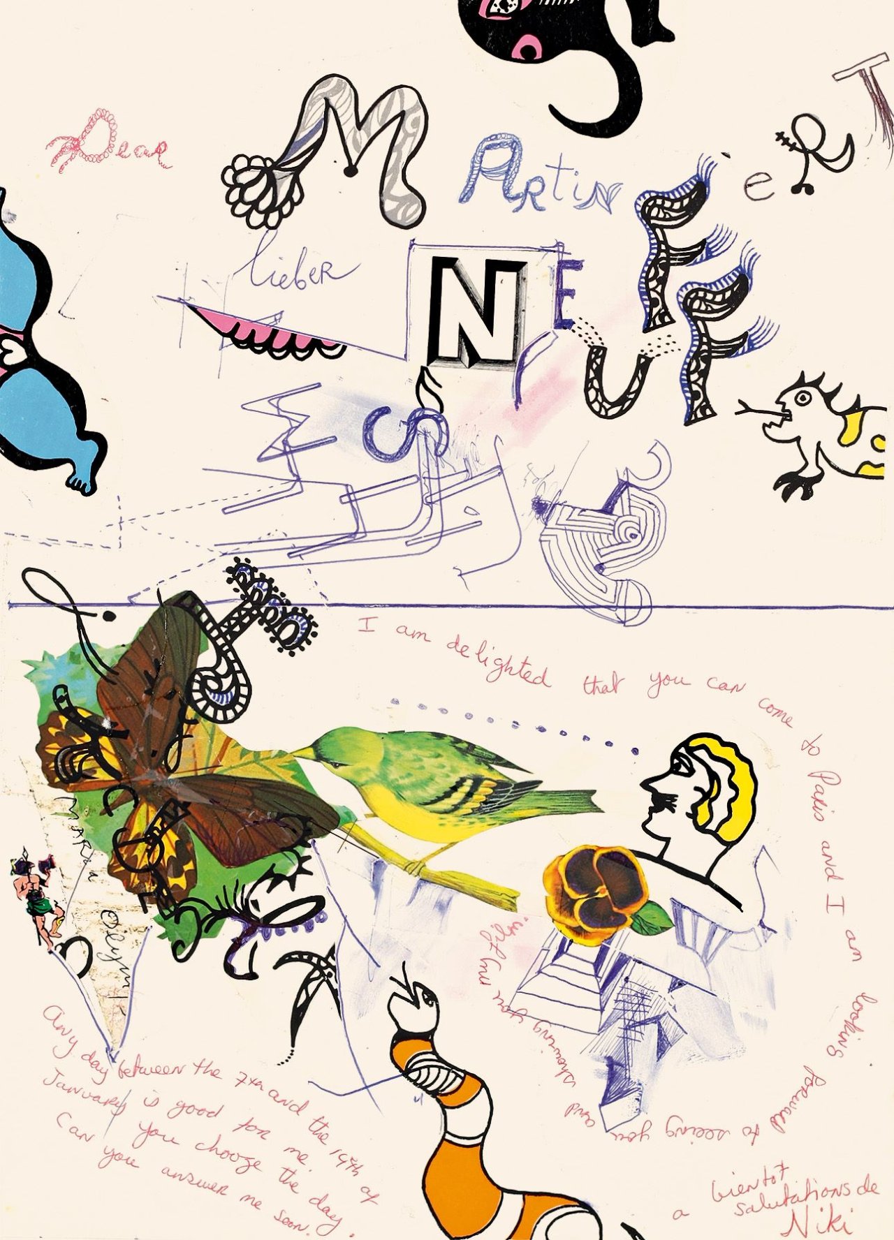 Auf diesem Bild ist das folgende Kunstwerk zu sehen: Niki de Saint Phalle (1930-2002) und Jean Tinguely (1925-1991). „Letter to Martin Neuffer“. 1975.