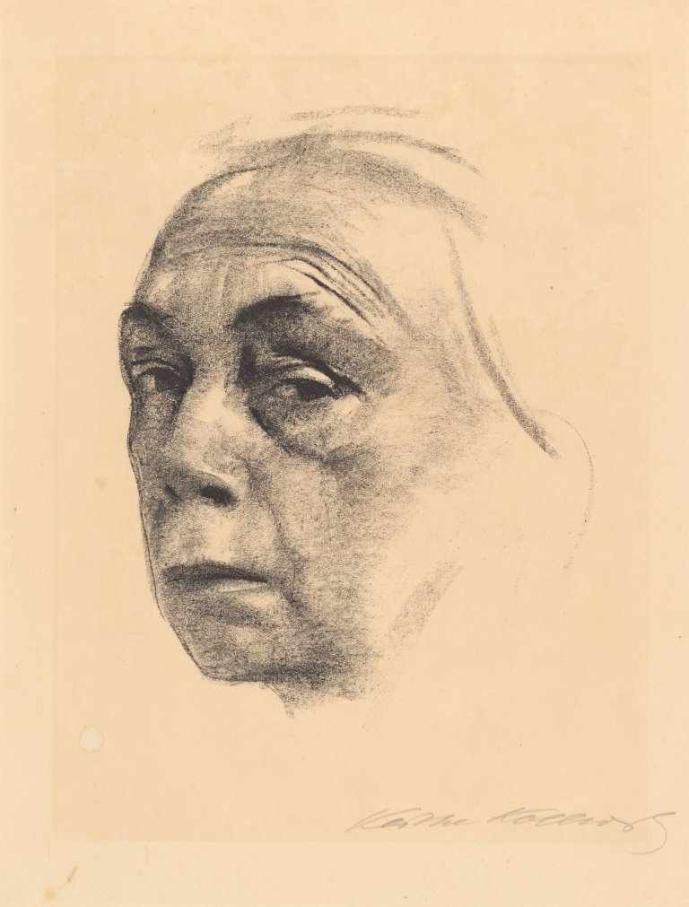 Auf diesem Bild ist das folgende Kunstwerk zu sehen: Käthe Kollwitz. „Selbstbildnis“. 1924.