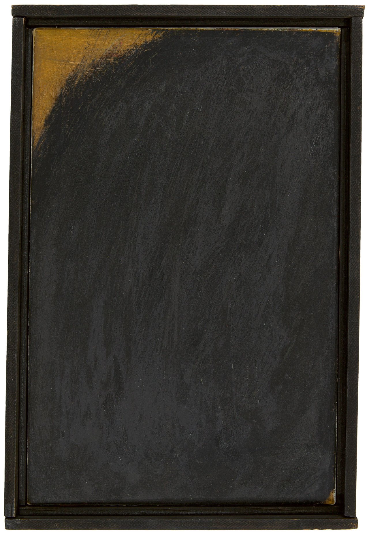 Auf diesem Bild ist das folgende Kunstwerk zu sehen: Arnulf Rainer. Ohne Titel (Schwarze Übermalung auf Braun). 1959.