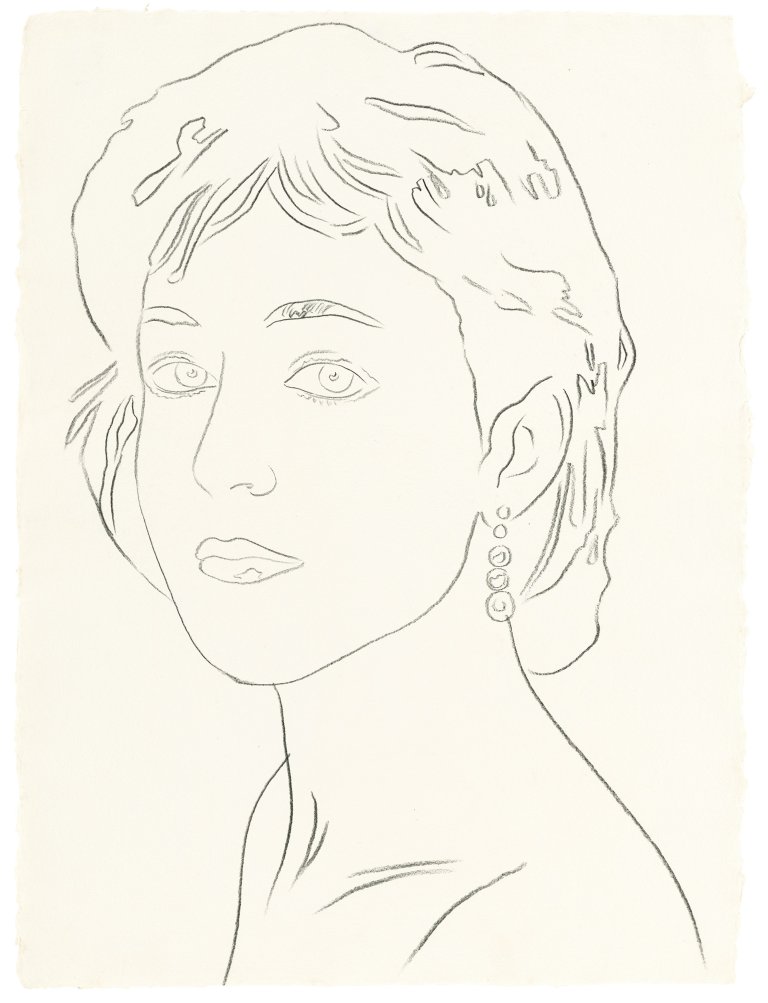 This picture shows the following artwork: Andy Warhol. Portrait of a young Woman. 1985.
