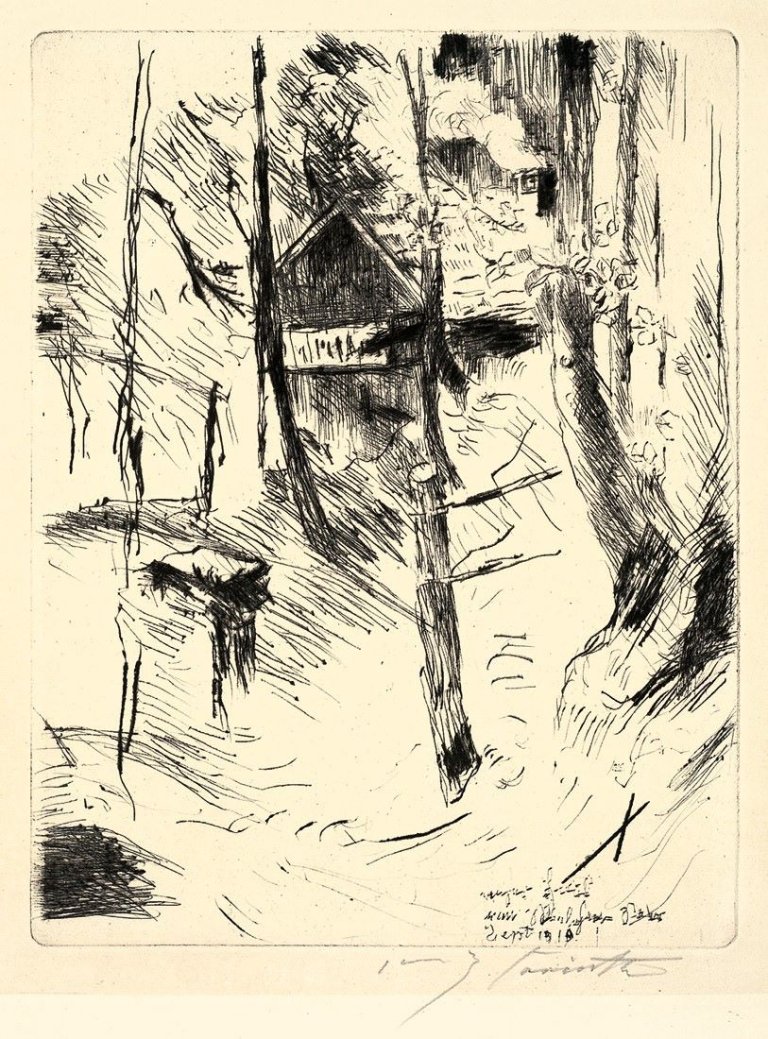 This picture shows the following artwork: Lovis Corinth. „Das Landhaus“ / „Petermannchen“ / „Thomas studierend“. 1919.