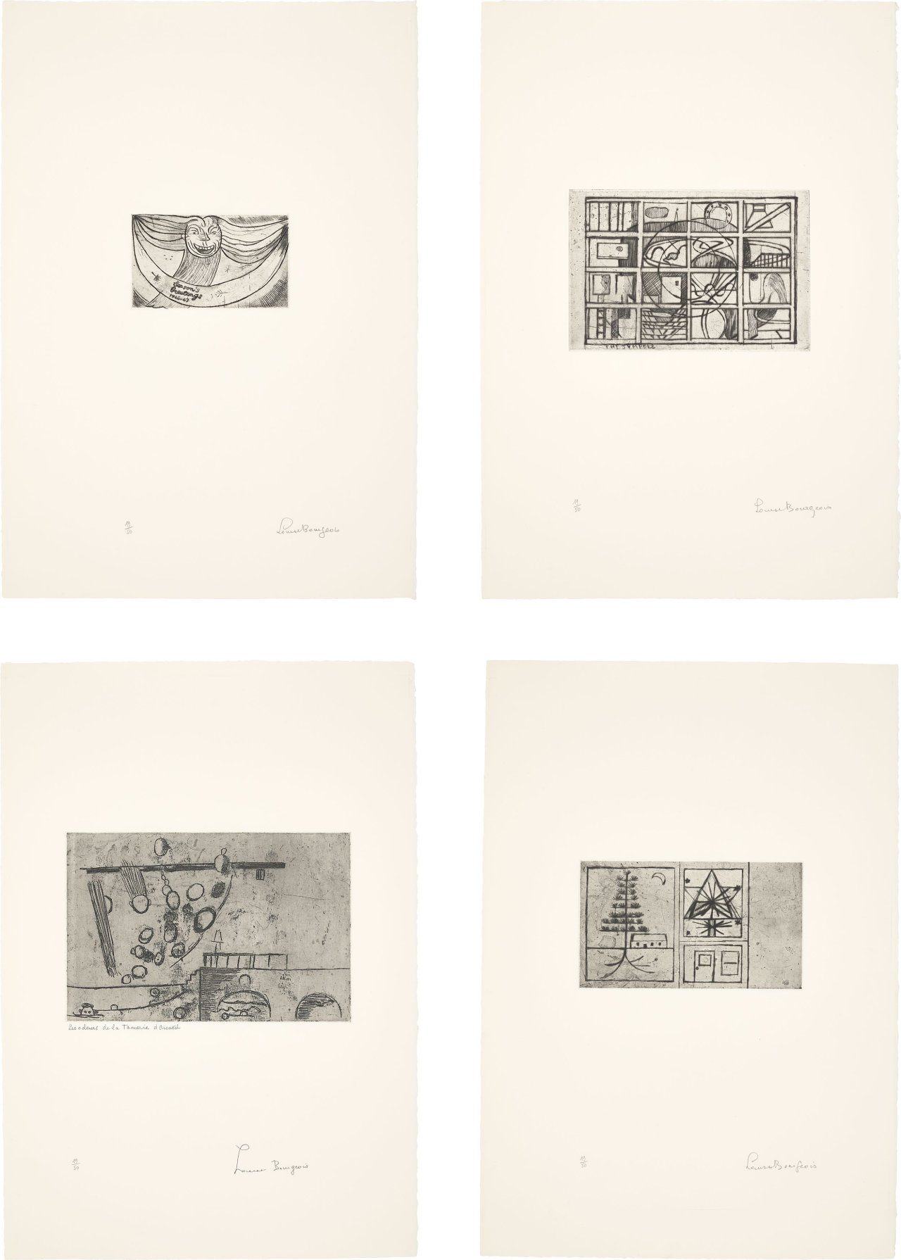 Auf diesem Bild ist das folgende Kunstwerk zu sehen: Louise Bourgeois. „Quarantania“. 1942-48/1990.