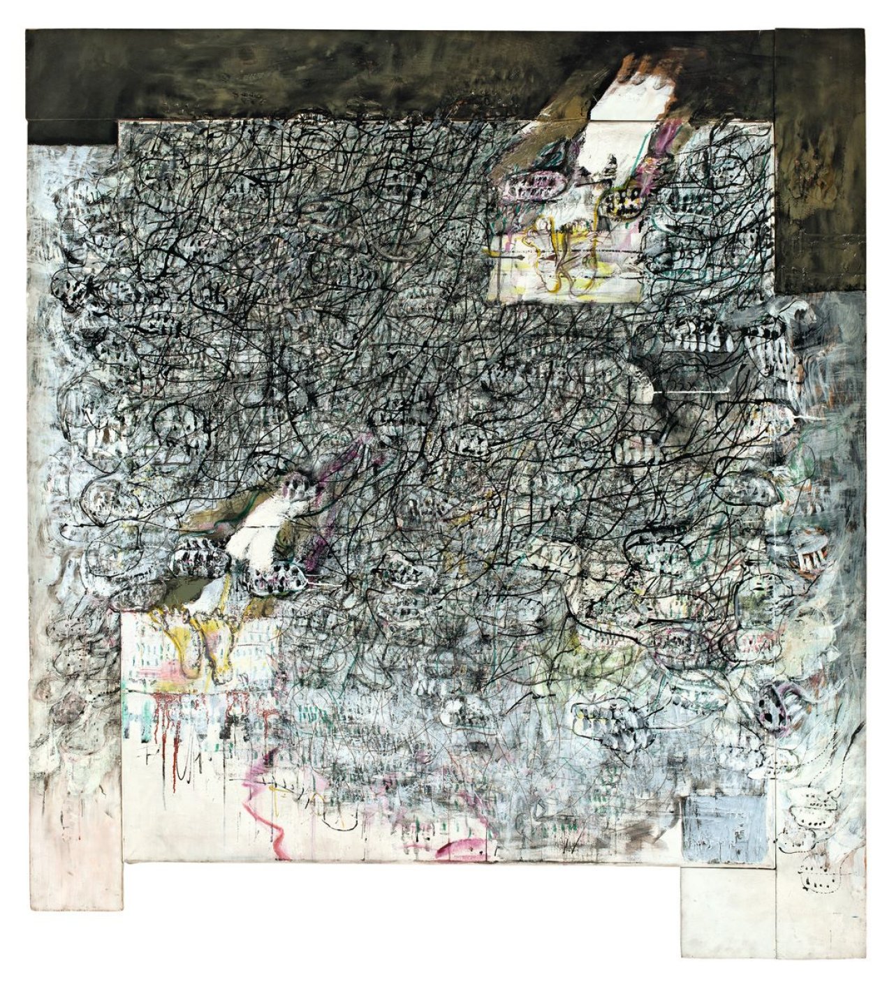 Auf diesem Bild ist das folgende Kunstwerk zu sehen: Gerhard Hoehme. „Unter der Last der Erinnerung immer drängt der Hoffnung blühender Raum“. 1965.