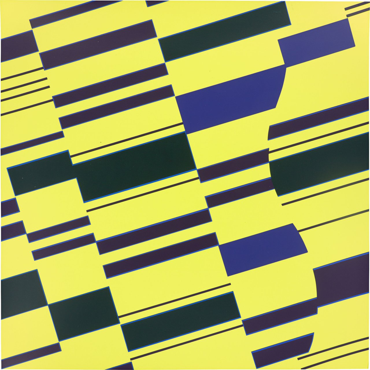 Auf diesem Bild ist das folgende Kunstwerk zu sehen: Günter Fruhtrunk. „Blaue Partikel“. 1963.