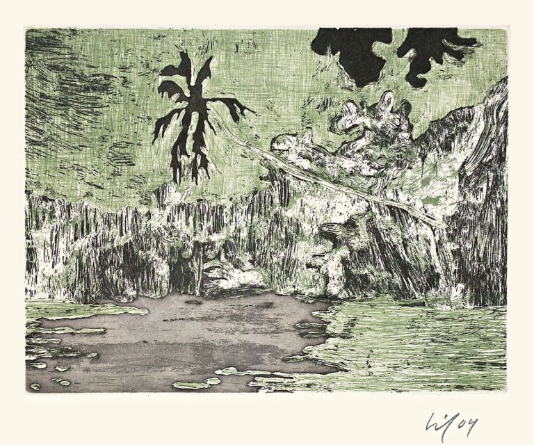 Auf diesem Bild ist das folgende Kunstwerk zu sehen: Peter Doig. „Black Palm“. 2004.
