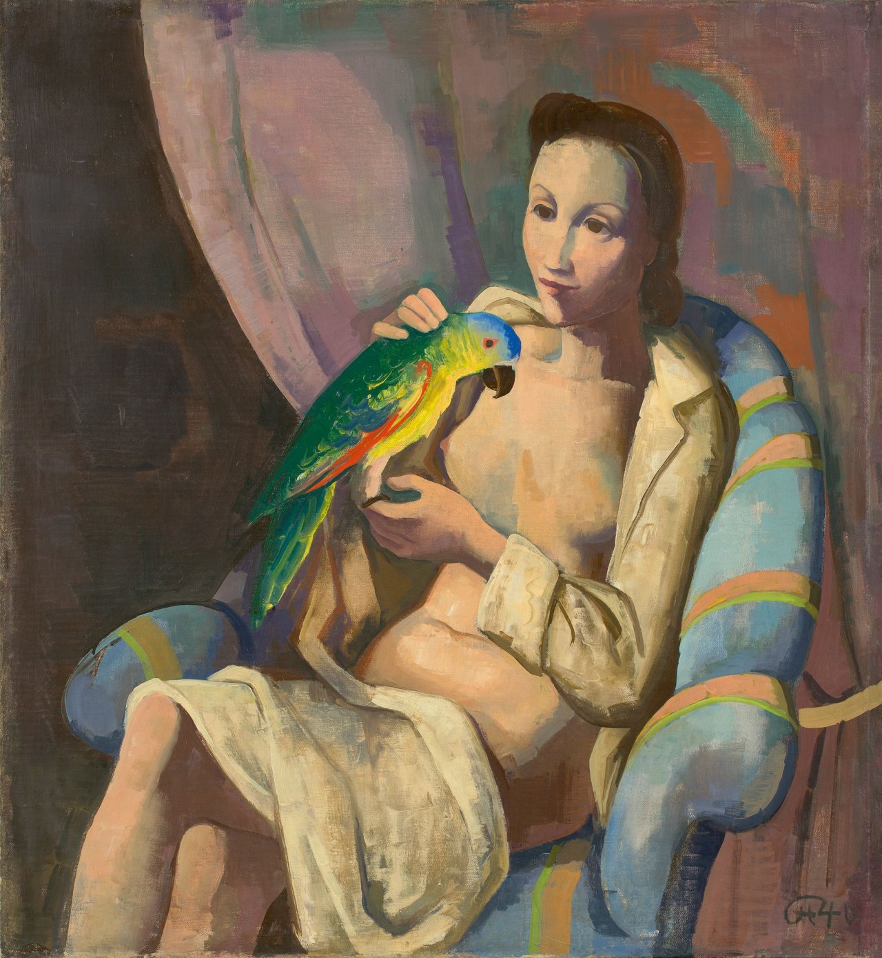 Auf diesem Bild ist das folgende Kunstwerk zu sehen: Karl Hofer. „Frau mit Papagei“. 1940.
