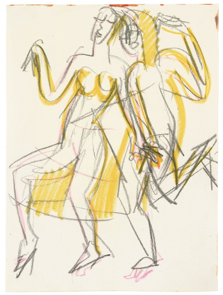 Auf diesem Bild ist das folgende Kunstwerk zu sehen: Ernst Ludwig Kirchner. „Wigmantanzscene“. 1926.