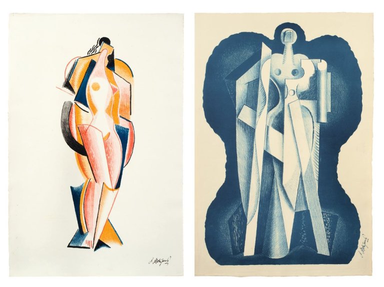 Auf diesem Bild ist das folgende Kunstwerk zu sehen: Alexander Archipenko. „Dreizehn Steinzeichnungen“. 1921.