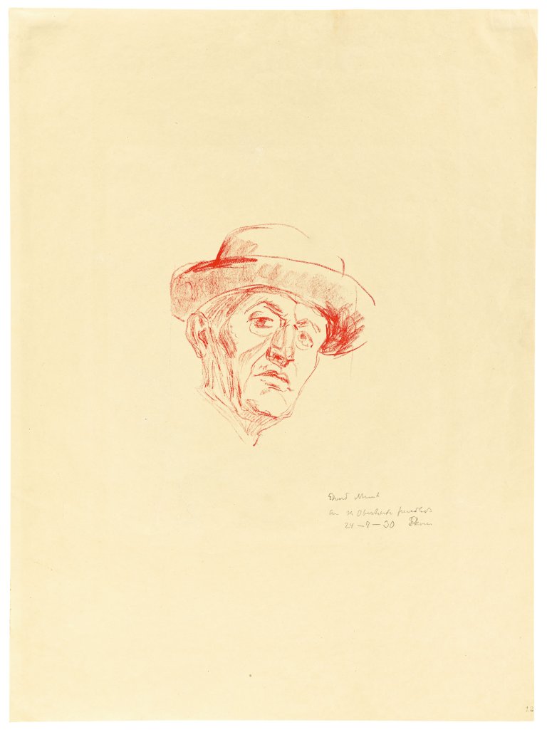 This picture shows the following artwork: Edvard Munch. "Self-portrait with Hat I". 1927.