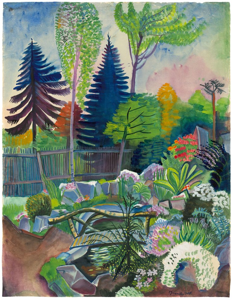 Auf diesem Bild ist das folgende Kunstwerk zu sehen: Conrad Felixmüller. „Der Garten des Herrn Fritz“. 1925.