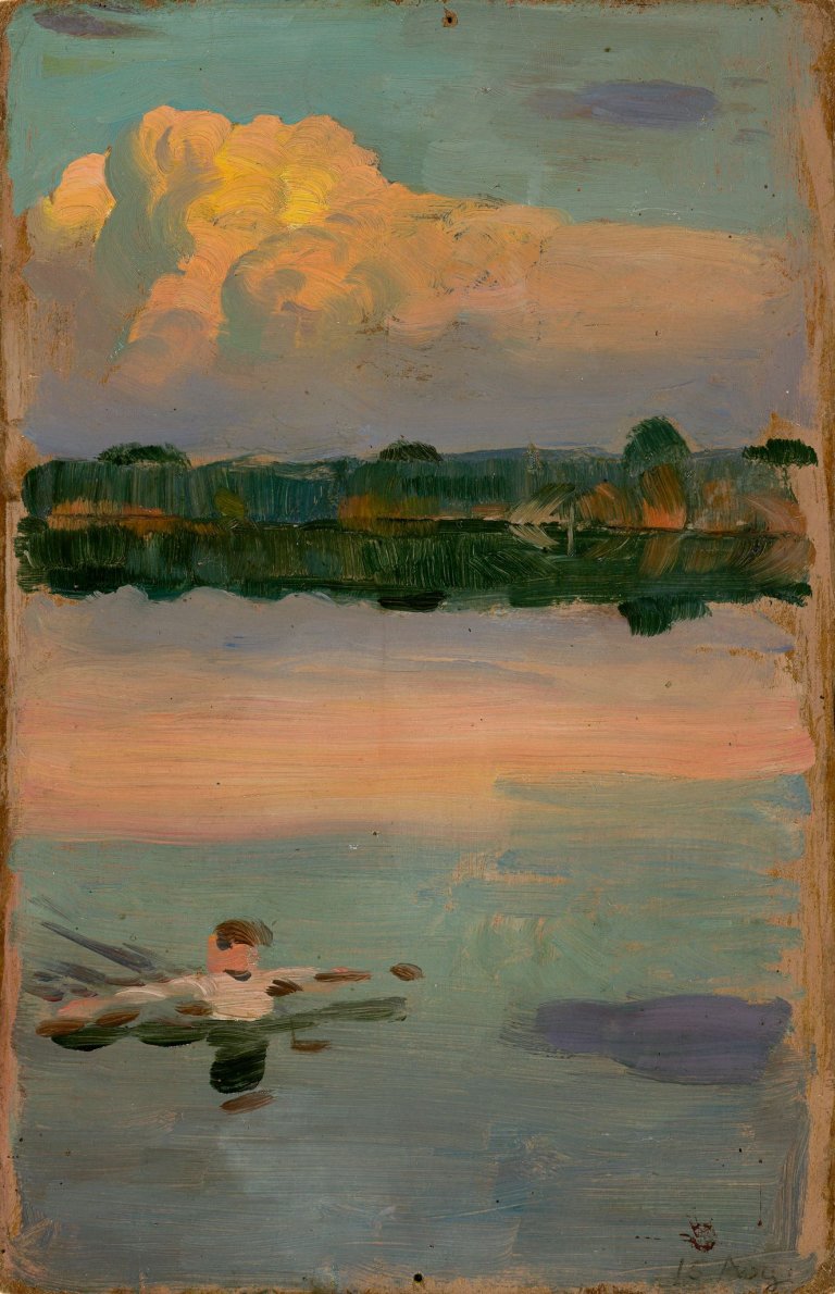 Auf diesem Bild ist das folgende Kunstwerk zu sehen: Osmar Schindler. Am Abend II (Otterwisch bei Leipzig).