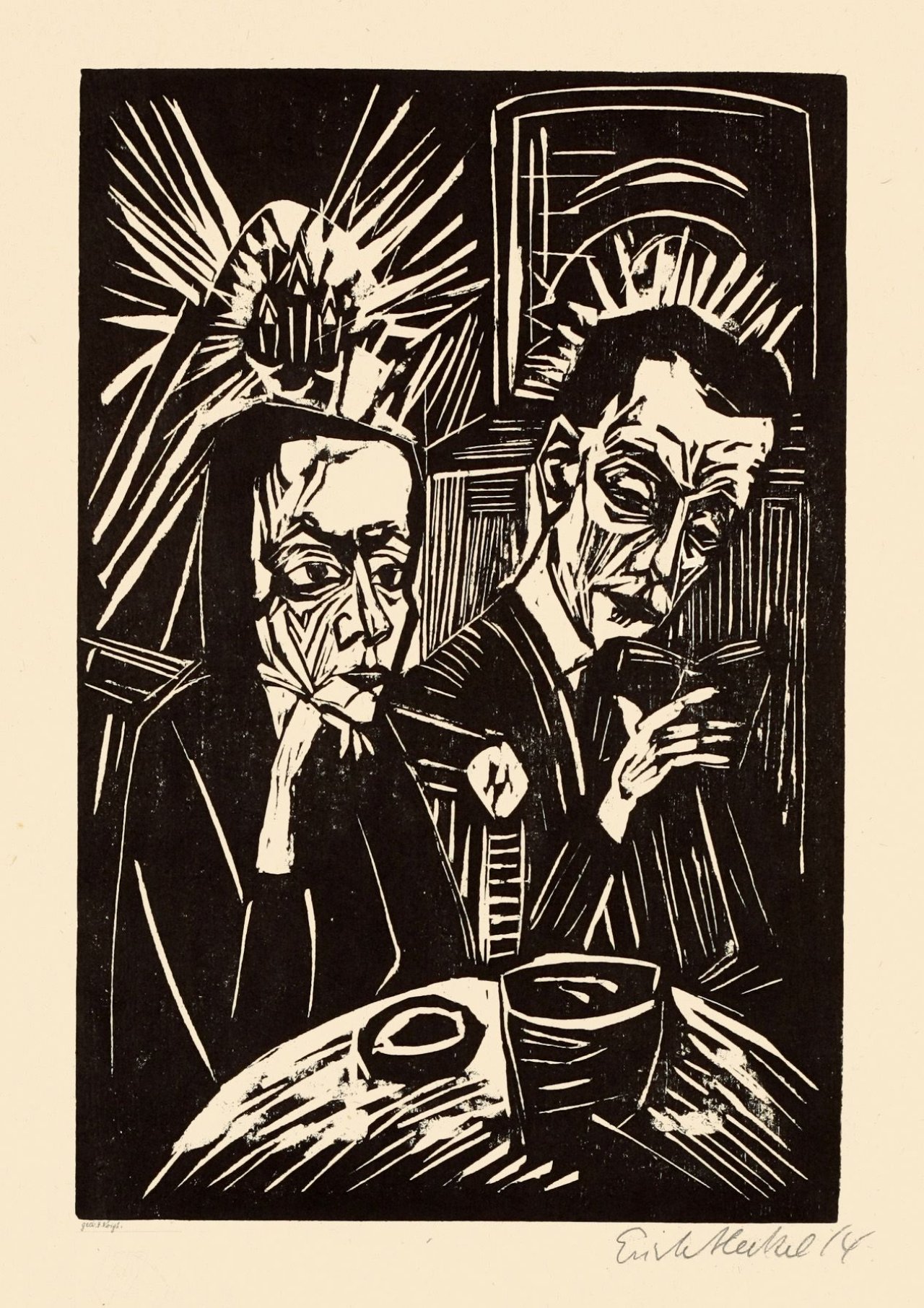Auf diesem Bild ist das folgende Kunstwerk zu sehen: Erich Heckel. „Beim Vorlesen“. 1914.