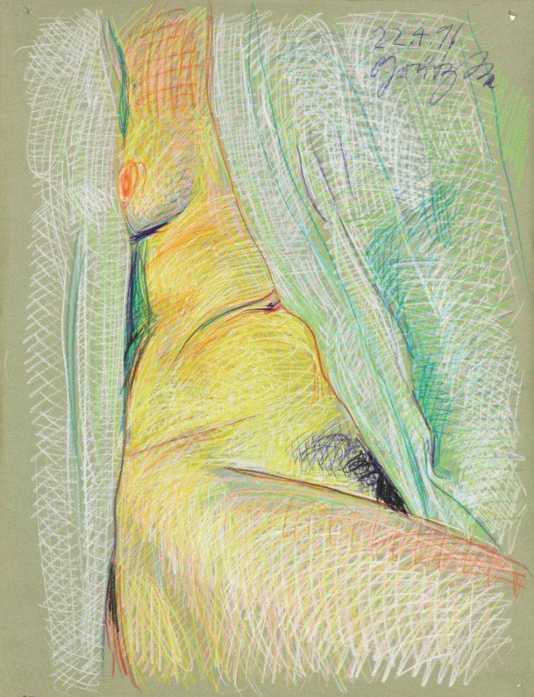 Auf diesem Bild ist das folgende Kunstwerk zu sehen: Johannes Grützke. Weiblicher Akt. 1996.